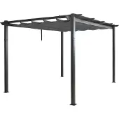 Mendler Aluminium Pergola MCW-N93, Gartenpavillon Pavillon Garten, stabiles 8cm-Gestell Schiebedach UV50+ 3x4m anthrazit