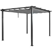 Mendler Aluminium Pergola MCW-N93, Gartenpavillon Pavillon Garten, stabiles 8cm-Gestell Schiebedach UV50+ 3x4m grau