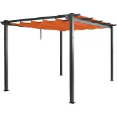 Mendler Aluminium Pergola MCW-N93, Gartenpavillon Pavillon Garten, stabiles 8cm-Gestell Schiebedach UV50+ 3x4m terrakotta