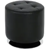 Haku Hocker , rund, drehbar, gepolstert, Ø 400 x H 400 mm, Kunstleder und Stahl, schwarz-chrom