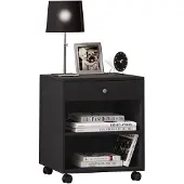 Hioshop Holz Nachttisch Rolda mit Rollen