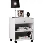Hioshop Holz Nachttisch Rolda mit Rollen