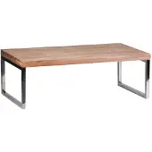 Wohnling Couchtisch GUNA Massiv-Holz Akazie 120 cm breit Wohnzimmer-Tisch Design dunkel-braun Landhaus-Stil Beistelltisch