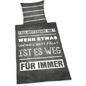 Herding Renforcé-Bettwäsche "Wenn etwas unters Bett fällt" 135 x 200/80 x 80 cm Stand.-Var.
