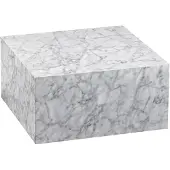 Wohnling Couchtisch MONOBLOC 60x30x60 cm Hochglanz mit Marmor Optik Weiß Design Wohnzimmertisch Cube Quadratisch Lounge Beistelltisch Würfel Form