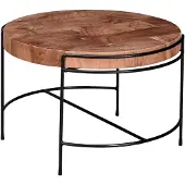 Wohnling Couchtisch 62x40x62 cm Sofatisch Akazie Massivholz / Metall Wohnzimmertisch Rund mit Metallbeinen Kleiner Designer Tisch Massiv Holztisch