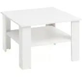 Wohnling Couchtisch WL5.834 Weiß 60x42x60 cm Holztisch mit Ablage Wohnzimmertisch Coffee Table Sofatisch Loungetisch Holz Kaffeetisch Stubentisch mit