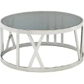 Wohnling Couchtisch Glas Metall 60x60x30 cm Sofatisch Silber Wohnzimmertisch Rund Kleiner Kaffeetisch Modern Beistelltisch Anstelltisch Wohnzimmer