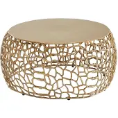 Wohnling Couchtisch Metall Gold 66x66x30 cm Sofatisch Aluminium Rund Wohnzimmertisch mit Ast-Struktur Kleiner Kaffeetisch Modern Beistelltisch