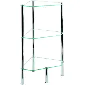 Haku Regal , 3-eckig, 2 Fächer mit jeweils bis zu 5 kg Tragkraft, B 450 x T 320 x H 770 mm, Stahl/ESG-Sicherheitsglas, chrom/transparent