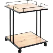 Haku Beistelltisch, quadratisch, Stahlrohr lackiert, Ablagen melaminharzbeschichtet, B 450 x T 450 x H 600 mm, schwarz/Eiche hell