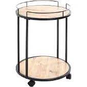Haku Beistelltisch, rund, Stahlrohr schwarz, Ablage MDF Eiche hell, melaminharzbeschichtet, B 450 x T 450 x H 600 mm