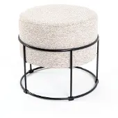 Haku Hocker , gepolstert, B 480 x T 480 x H 430 mm, Stoff und Stahl, cremebeige-schwarz