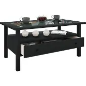 VCM Couchtisch "Holz Sofatisch Couchtisch Schublade Lingis L", schwarz, B:90cm T:54cm, Tische, Couchtisch