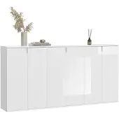 Ebuy24 Garderobenkombination Weiß-Nachbildung Hochglanz 183x99x34 cm