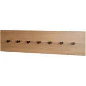 Haku Wandgarderobe , 7 Haken mit jeweils 3 kg Tragkraft, B 800 x T 50 x H 200 mm, Holz/Metall, dunkles Eiche-Dekor/schwarz