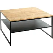 Haku Couchtisch eiche, schwarz - Massivholz, Metall, B/H/T: 70x40x70 cm