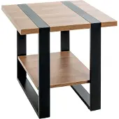 Haku Beistelltisch, quadratisch, B 450 x T 450 x H 450 mm, Stahlrohr schwarz, Ablage Spanplatte Eiche dunkel, 15 kg Belastbarkeit