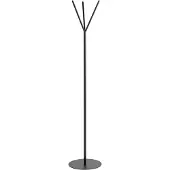 Haku Garderobenständer , 3 Haken, Gesamttragkraft 25 kg, Fußplatte, Ø 350 x H 1730 mm, Stahlrohr pulverbeschichtet/Metall, schwarz