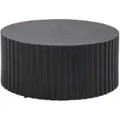Wohnling Couchtisch 67x67x31 cm Metall Schwarz Sofatisch Rund Wohnzimmertisch mit Wellen-Muster Kaffeetisch Eisen in Lamellen-Optik Kleiner Tisch