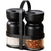 Wenko Menage mit Glas Gewürzstreuer in Schwarz 12 x 6 x 14,5 cm