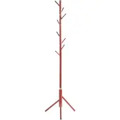Haku Garderobenständer , 8 Haken mit jeweils 5 kg Tragkraft, Ø 480 x H 1730 mm, Stahlrohr lackiert, rot