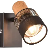 TRIO Spot Nandini E14 schwarz, Metall, Holz
