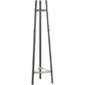 Haku Garderobenständer , 9 Haken mit jeweils 5 kg Tragkraft, B 470 x T 470 x H 1770 mm, Stahlrohr pulverbeschichtet/Metall, chrom-schwarz