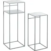 Haku Beistelltisch-Set, 2er, quadratisch, B 260/300 x T 260/300 x H 630/850 mm, Stahlrohr/Metall pulverbeschichtet, grau