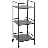 Haku Mobiler Beistelltisch , 3 Ablagen mit jeweils bis zu 8 kg Tragkraft, B 350 x T 350 x H 920 mm, Stahl/Metall, schwarz