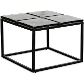 Wohnling Couchtisch Glas Metall 58x58x43,5 cm Sofatisch Schwarz Wohnzimmertisch Quadratisch Kleiner Kaffeetisch Modern Beistelltisch Anstelltisch