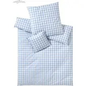 Elegante Perkal Bettwäsche Kariert Quadro Hellblau 135x200 cm + 80x80 cm