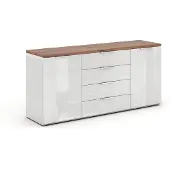 Die Möbelfundgrube Sideboard Artisan Eiche - weiß hochglanz 171 cm - MUNDI