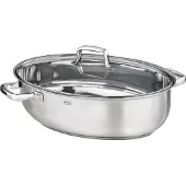 Rösle "Edelstahlbräter oval mit Glasdeckel induktionsgeeignet 41x32cm 130456"