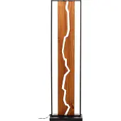Brilliant schwarze rustikale LED Stehlampe mit Fußschalter THUNDER | 18W 2300lm 3000K | 120 cm Höhe | Metall/Holz