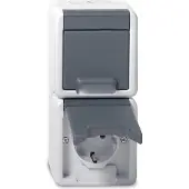 Gira 478030 2f-SCHUKO-Steckd. senk. KD WG AP Grau