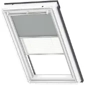 Velux Vorteils-Set Verdunkelungsrollo uni grau und Faltstore Plissee weiß manuell Rahmen aluminium DFD UK04 0705S