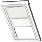 Velux Vorteils-Set Verdunkelungsrollo uni hellbeige und Faltstore Plissee weiß manuell Rahmen aluminium DFD UK04 1085S