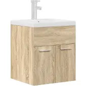 vidaXL Waschbeckenunterschrank Einbaubecken Wasserhahn Sonoma-Eiche
