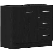 vidaXL Waschbeckenunterschrank Schwarz Eichen-Optik 63x30x54 cm