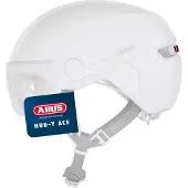 ABUS Stadthelm HUD-Y ACE - stylischer Fahrradhelm mit Visier und magnetischem, aufladbarem LED-Rücklicht - für Damen und Herren - pure white, Größe L (57-61 cm)