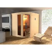 Weka Premium-Massivholzsauna 45 mm TURKU 1 GTF Sparset 2 inkl. 7,5 kW BioS-Ofenset und Sauna-Leuchtenset x B x T x H x 195 x 178 x 205