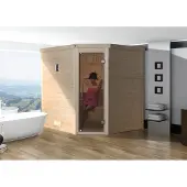 Weka Premium-Massivholzsauna 45 mm TURKU 1 GT Sparset 2 inkl. 7,5 kW BioS-Ofenset und Sauna-Leuchtenset x B x T x H x 195 x 178 x 205