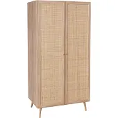 Sweeek - Kleiderschrank mit Rattan-Geflecht und Holzlook, 2 Türen - Natur
