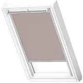 Velux Verdunklungsrollo "DKL 4580SWL, Farbe hell taupe" verdunkelnd ohne Bohren in Führungsschienen weiße Führungsschienen & Griffleiste