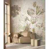 Kek Amsterdam Fresco Flowers Tapete FU-060 - 194,8x280cm gold/weiß