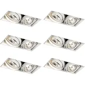 QAZQA - Modern Set mit 6 Einbaustrahlern weiß GU10 70mm 2-flammig Trimless - Oneon I Wohnzimmer I Schlafzimmer - Stahl Rechteckig - LED geeignet GU10