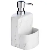 Wenko Spülmittelspender "Modell Festival", aus Keramik, Soft-Touch Beschichtung, mit Spülschwamm-Fach, 380 ml