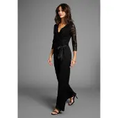 Laura scott Jumpsuit mit Spitzenoberteil und Satin-Bindegürtel, Gr. 34 - N-Gr, schwarz, , 59250655-34 N-Gr