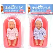 DOLLSWORLD idee+spiel Badepuppe mit Wanne 17cm